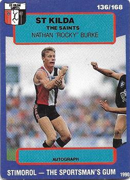 1990 AFL Scanlens Stimorol #136 Nathan Burke Front